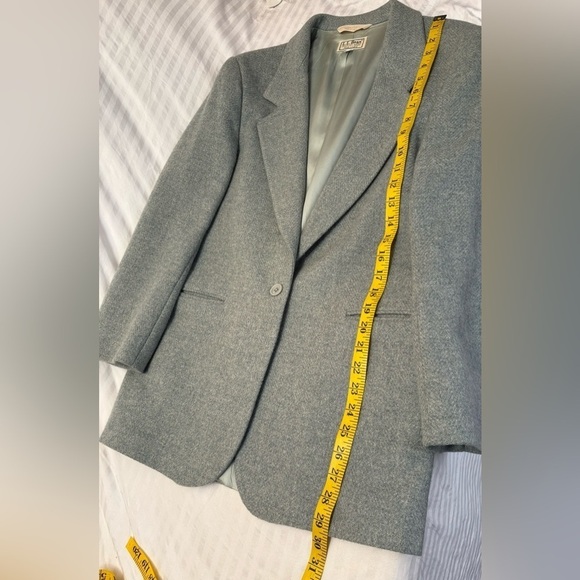 Vintage LL Bean Mint Green Wool One Button Blazer Suit Jacket Size 10 - Picture 10 of 16